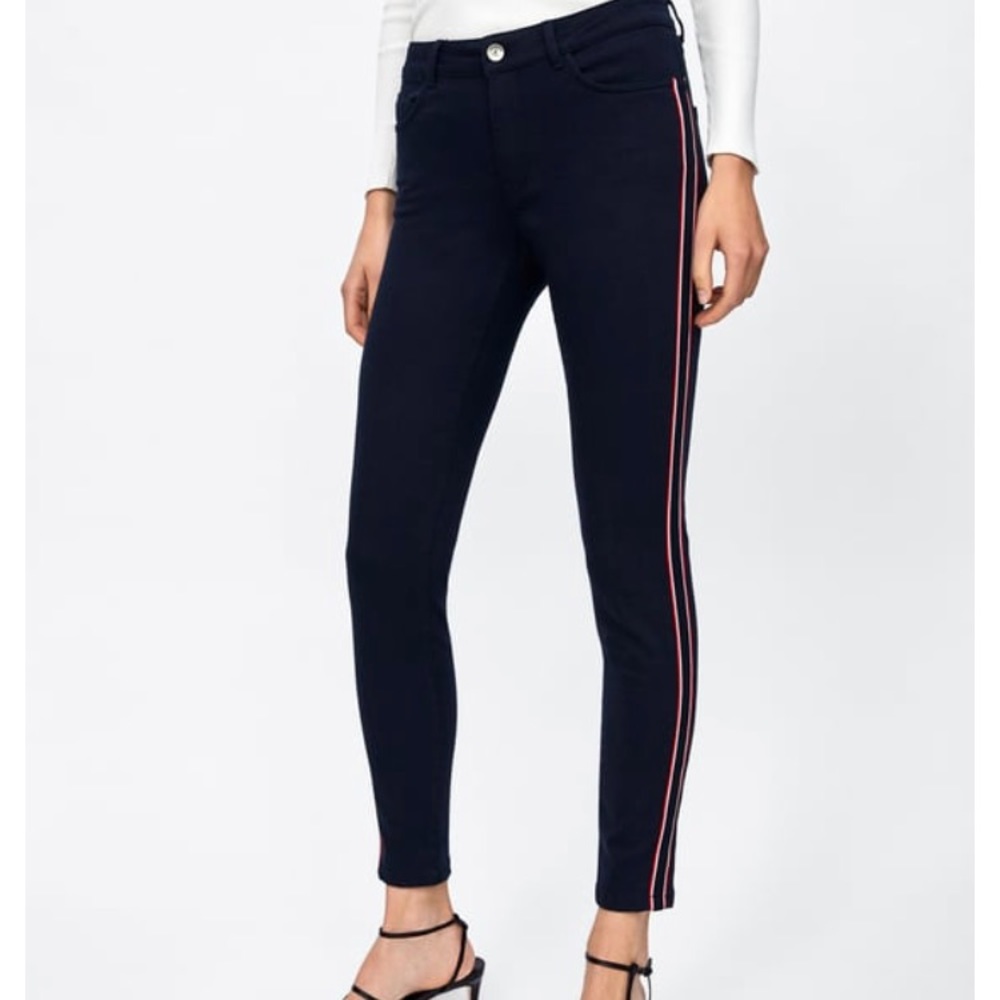 Zara baby blue side stripe pants